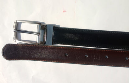 2 in 1(dark brown and black) Rotatable Buckle leather belts for man