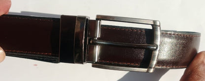 2 in 1(dark brown and black) Rotatable Buckle leather belts for man